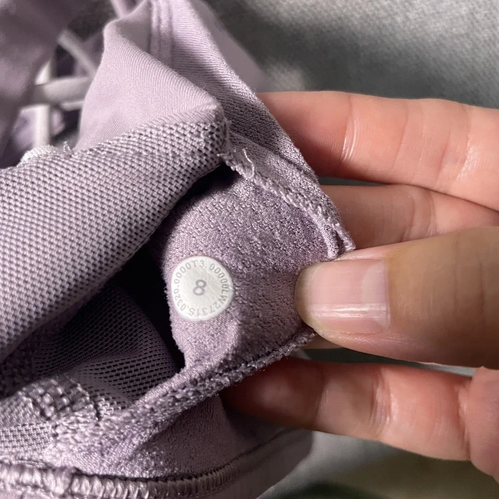 Lululemon Free To Be Sports Bra Womens 8 Purple Ribbed Yoga Crisscross Straps - Picture 6 of 8